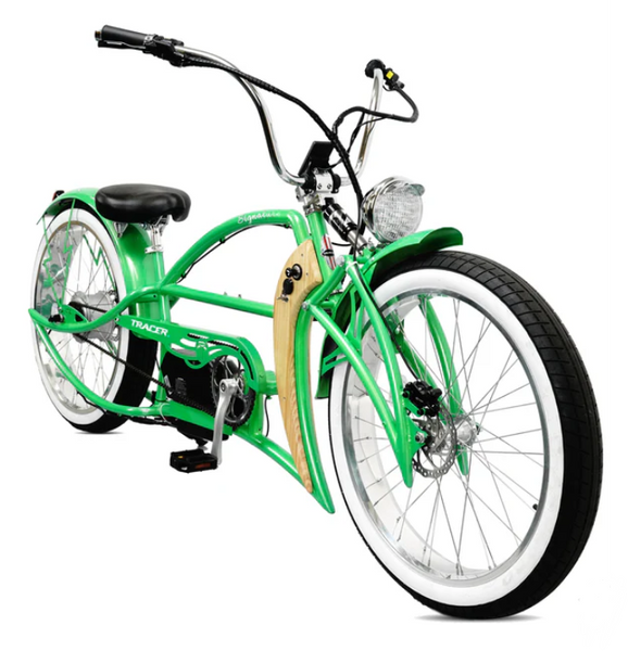 Signature Pro 26'' 800W Chopper Cruiser Electric Bike, Color: Green