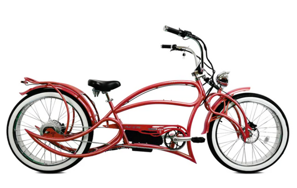 Beyond Pro - 26'' Classic Stretch Chopper E-Bike, Color: Red