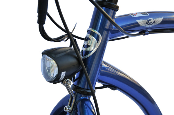 Aloha Tandem Beach Cruiser - 26" tandem E-bike with pedal assist, Color: Dark Blue