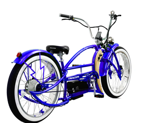 Signature Pro - 26'' 800W Chopper Cruiser Electric Bike, Color: Blue