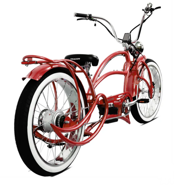 Beyond Pro - 26'' Classic Stretch Chopper E-Bike, Color: Red