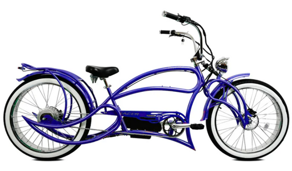 Beyond Pro - 26'' Classic Stretch Chopper E-Bike, Color: Blue