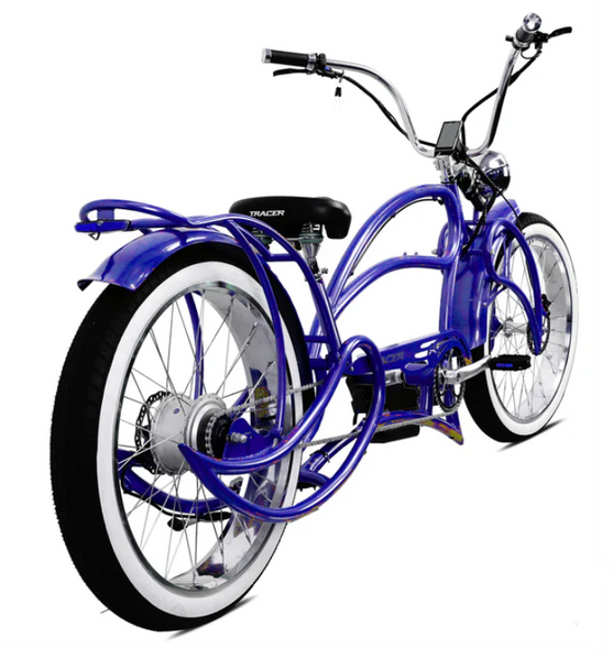 Beyond Pro - 26'' Classic Stretch Chopper E-Bike, Color: Blue