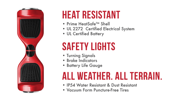 Prime R6 Monster Wheel Hoverboard (Red) - UL-2272 Certified
